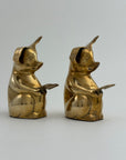 Vintage Brass Reading Pigs – Set of 2