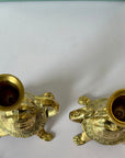 Vintage Brass Turtle Candlestick Holders- A Pair