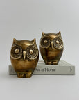 Pair of Vintage Brass Owl Bookends