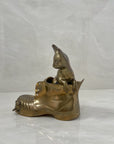 Vintage Brass Boot- A Cat and Mouse Chase