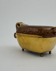 Vintage Brass Goat Trinket Dish With Enameled Etchings