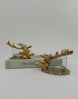 Pair of Vintage Brass Stag Head Candleholders – Luxurious Statement Décor