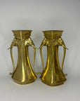 Pair of Heavy Vintage Brass Elephant Vases