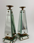 Pair of Vintage Maitland-Smith Mirrored Obelisk Candlesticks