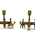 Pair of Vintage Brass Camel Candlestick Holders — Middle Eastern Bohemian Elegance