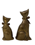 Vintage Brass Cat Figurines with Bows – Pair