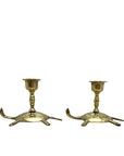 Vintage Brass Turtle Candlestick Holders- A Pair of