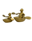Vintage Brass Duck and Duckling Paddling Boats-A Pair