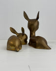 Vintage Brass Resting Deer Pair