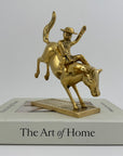 Vintage Brass Cowboy on Bucking Horse Sculpture – Rare Western Rodeo Figurine