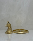 Vintage Brass Fox Head Dresser Tray