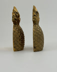 Rosenthal Netter Brass Pineapple Bookends – 8” Tall Vintage Mid Century Hollywood Regency Decor