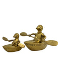Vintage Brass Duck and Duckling Paddling Boats-A Pair
