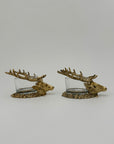 Pair of Vintage Brass Stag Head Candleholders – Luxurious Statement Décor