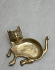 Vintage Brass Cat Shaped Ring Or Small Trinket Dish