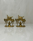 Vintage Brass Firemen Helmet Bookends-A Pair