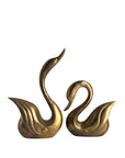 Vintage Brass Swan Sculptures – Elegant Mid-Century Pair