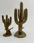 Vintage Brass Saguaro Cactus & Roadrunner — Pair (Set of 2)
