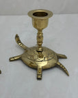 Vintage Brass Turtle Candlestick Holders- A Pair of