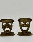 Vintage Brass Comedy & Tragedy Masks Decorative Bookends