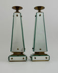 Pair of Vintage Maitland-Smith Mirrored Obelisk Candlesticks