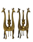 Vintage Brass Giraffe Candle Holders | Mid-Century Modern Safari Glam Pair