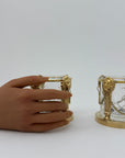 Pair of Vintage Andrea by Sadek Brass & Crystal Candle Holders