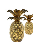 Vintage Brass Pineapple Candle Holders | Mid-Century Tropical Glam Pair- 5 Inches Tall