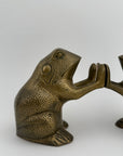 Vintage Brass Patty Cake Frog Bookends- A Pair