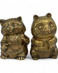 Vintage Brass Cat Coin Bank – Mid-Century Whimsical Feline Sculpture, Hollywood Regency Decor