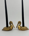 Vintage Brass Pelican Taper Candlestick Holders-A Pair