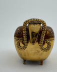 Vintage Brass Goat Trinket Dish With Enameled Etchings