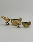 Charming Vintage Brass Frog & Snail Planters – Whimsical Duo