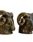 Vintage Brass Ram Head Bookends