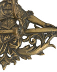 Antique Brass Wall Hook Rack – Victorian Lady Motif, Ornate Rococo Detail (8 lbs)