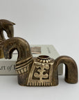 Pair of Vintage Trojan Horse Brass Candleholders