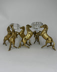 Pair of Horse Brass Stands with Crystal Candleholders Inserts