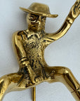 Vintage Brass Cowboy on Bucking Horse Sculpture – Rare Western Rodeo Figurine