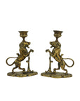 Vintage/Antique Brass Lion Candleholders- A Pair