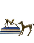Vintage Mid-Century Brass Greyhound Dogs – Playful Pair of Sculptures