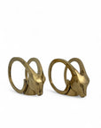 Vintage Brass Rams with Curled Horns-A Pair