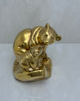Vintage Brass Mama Bear and Cub on Rock
