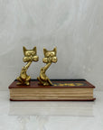 Small Vintage Brass Cool Cats-A Pair