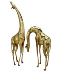 Vintage Brass Giraffe Pair – Tall Sculptural Mid Century Modern Figurines – Hollywood Regency Safari Decor – Statement Brass Animal Duo