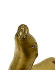 Vintage Brass Sea Lion Sculpture – Mid-Century Modern Marine Art | Made in Korea | Hollywood Regency Coastal Decor