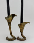 Vintage Brass Tulip Candlestick Holders-A Pair