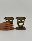 Vintage Brass Comedy & Tragedy Masks Decorative Bookends