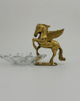 Vintage Brass Pegasus With Glass Trinket Dish- A Set