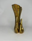 Vintage Brass Swan Vase – Hollywood Regency Sculptural Vessel | 9.75” Tall