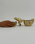 Charming Vintage Brass Frog & Snail Planters – Whimsical Duo